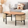 Jeanne Cane Rattan Solid Wood Oval Coffee Table 2 Jeanne Cane Rattan Solid Wood Oval Coffee Table -Entreprise Cc Shop Jeanne 1