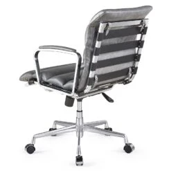 Kingston Vintage Effect Faux Leather Office Chair With Chrome Frame And Aluminium Base Grey -Entreprise Cc Shop LKS 012 GREYPU 3 compressed