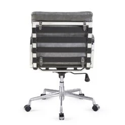 Kingston Vintage Effect Faux Leather Office Chair With Chrome Frame And Aluminium Base Grey -Entreprise Cc Shop LKS 012 GREYPU 4 compressed