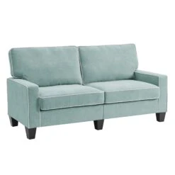 Sherbrook Large 2-Seater Mint Brushed Fabric Sofa With Contrasting Piping -Entreprise Cc Shop LVSF 02 MINT 3ST WB2