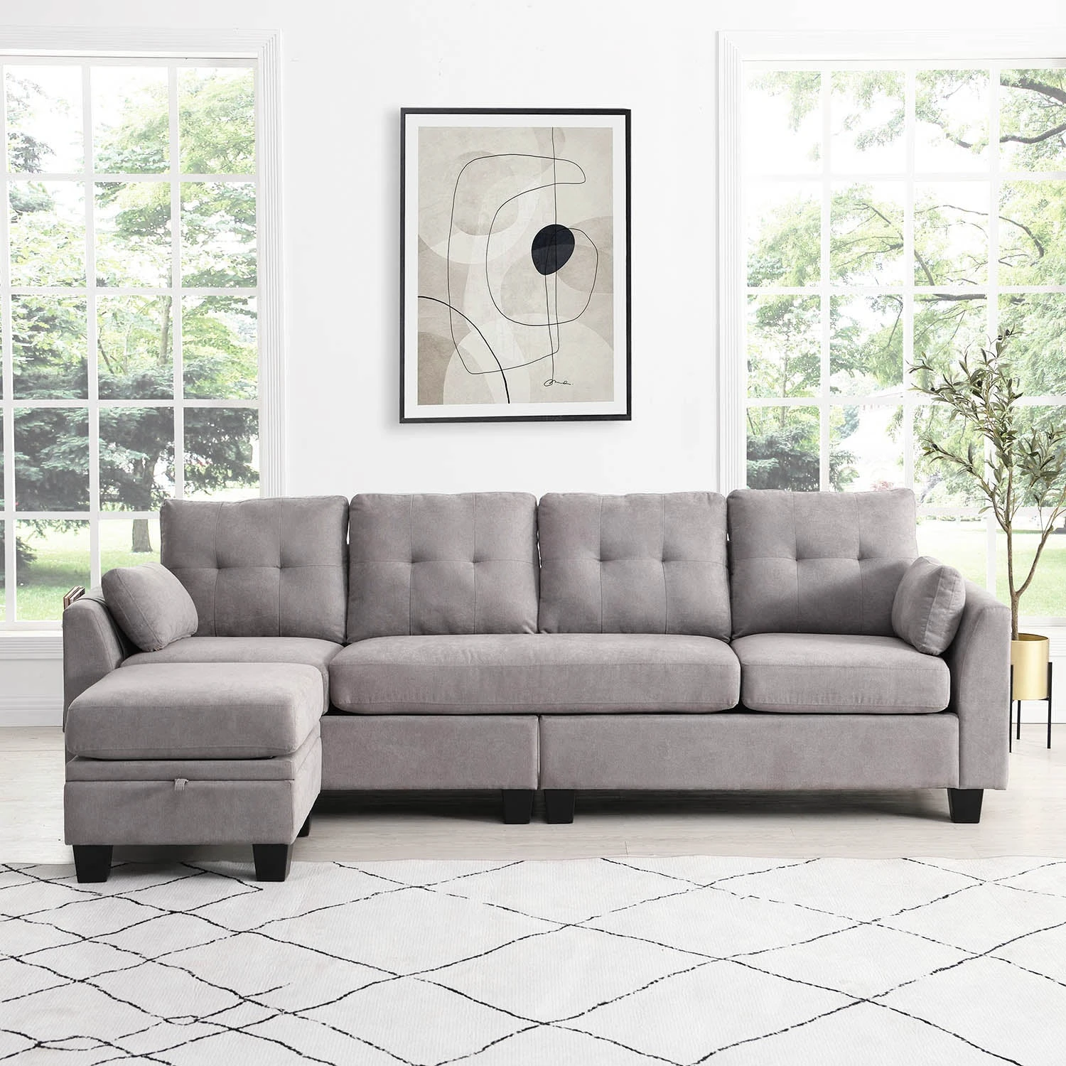 Brunswick Large 4-Seater Storage Chaise Sofa In Light Grey 4 Brunswick Large 4-Seater Storage Chaise Sofa In Light Grey - Image 2