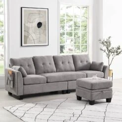 Brunswick Large 4-Seater Storage Chaise Sofa In Light Grey 18 Brunswick Large 4-Seater Storage Chaise Sofa In Light Grey -Entreprise Cc Shop LVSF 03 LIGHTGREY scene3