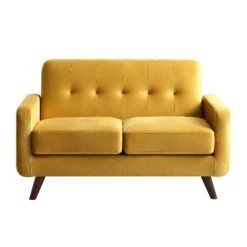 Clarence 2-Seater Sofa In Mustard Yellow Velvet 15 Clarence 2-Seater Sofa In Mustard Yellow Velvet -Entreprise Cc Shop LVSF 06 MUSTARDVEL 2ST WB1