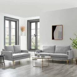 Haven Grey Fabric 2-Seater Sofa -Entreprise Cc Shop LVSF 169 LGREYFAB setscene