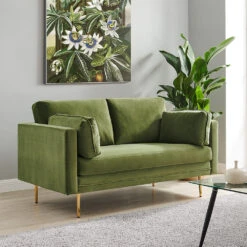 Pelham Moss Green Velvet Fabric Sofa 22 Pelham Moss Green Velvet Fabric Sofa -Entreprise Cc Shop LVSF 386 GREENVEL 2ST 1