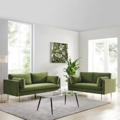 Pelham Moss Green Velvet Fabric Sofa 31 Pelham Moss Green Velvet Fabric Sofa -Entreprise Cc Shop LVSF 386 GREENVEL SET
