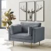 Pelham Grey Velvet Fabric Armchair