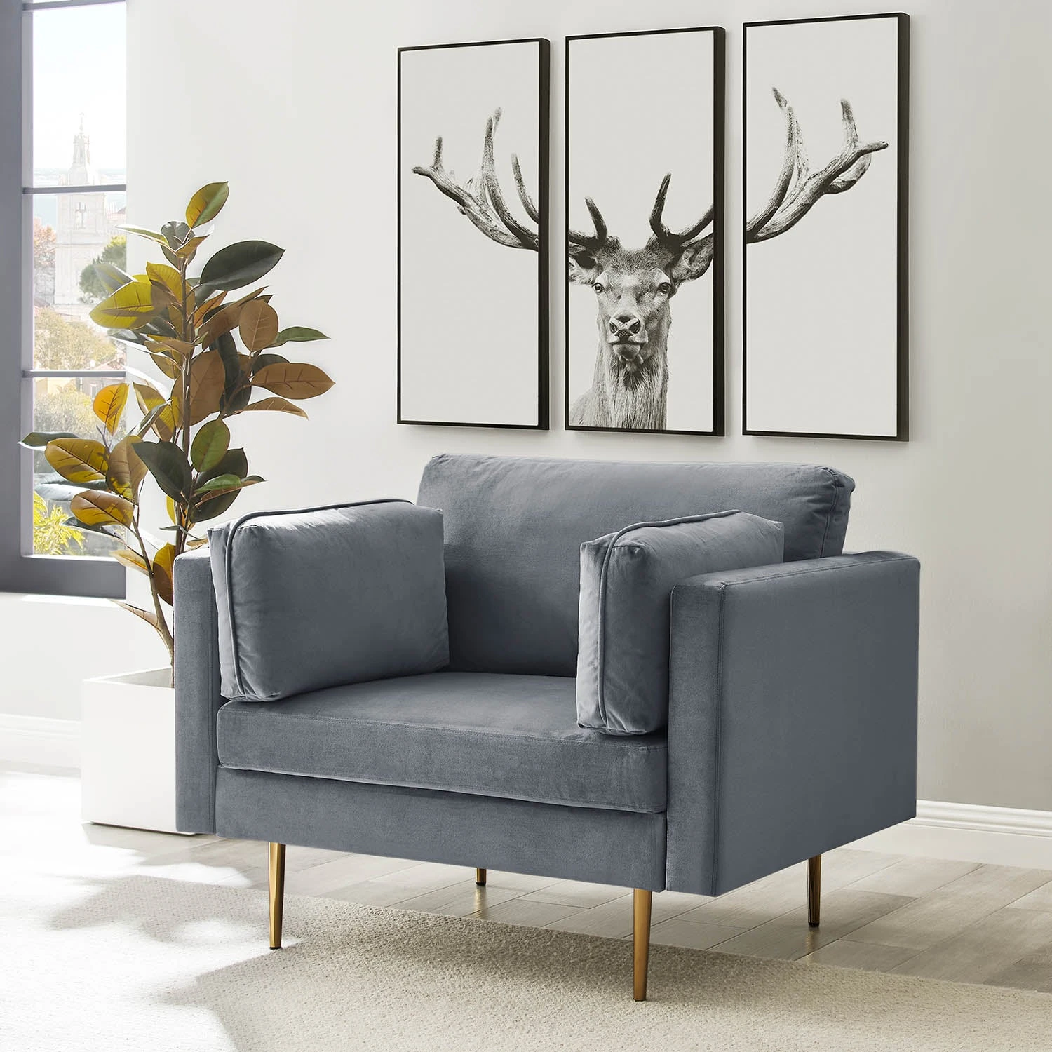 Pelham Grey Velvet Fabric Armchair 3 Pelham Grey Velvet Fabric Armchair