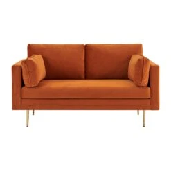 Pelham Orange Velvet Fabric Sofa -Entreprise Cc Shop LVSF 386 ORANGEVEL 2ST 2