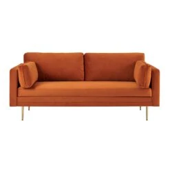 Pelham Orange Velvet Fabric Sofa -Entreprise Cc Shop LVSF 386 ORANGEVEL 3ST 2