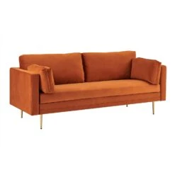 Pelham Orange Velvet Fabric Sofa -Entreprise Cc Shop LVSF 386 ORANGEVEL 3ST 3