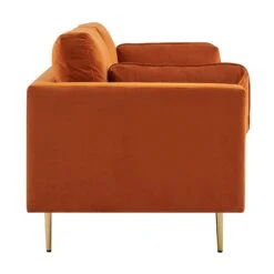 Pelham Orange Velvet Fabric Sofa -Entreprise Cc Shop LVSF 386 ORANGEVEL 3ST 4