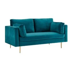 Pelham Teal Blue Velvet Fabric Sofa -Entreprise Cc Shop LVSF 386 TEALVEL 2ST 3
