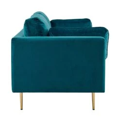 Pelham Teal Blue Velvet Fabric Sofa -Entreprise Cc Shop LVSF 386 TEALVEL 3ST 4