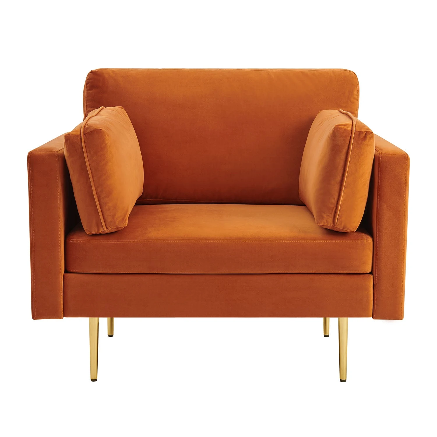 Pelham Orange Velvet Fabric Armchair 5 Pelham Orange Velvet Fabric Armchair - Image 3