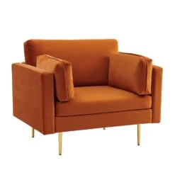 Pelham Orange Velvet Fabric Armchair 12 Pelham Orange Velvet Fabric Armchair -Entreprise Cc Shop LVSF 89 ORANGEVEL 1ST WB2