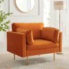Pelham Orange Velvet Fabric Armchair -Entreprise Cc Shop LVSF 89 ORANGEVEL 1ST main