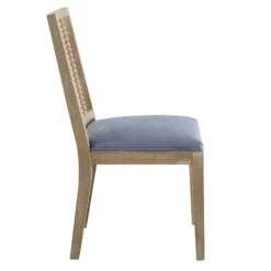 Hemingford Set Of 2 Blue Grey Velvet Bobbin Spindle Dining Chair -Entreprise Cc Shop LW DCH 511 BLUEVEL 2P WB4