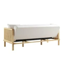 Pienza Cane Sofa Bed, Beige Woven Fabric With Natural Frame 29 Pienza Cane Sofa Bed, Beige Woven Fabric With Natural Frame -Entreprise Cc Shop LWSF 760 BEIGEFAB NAT WB6