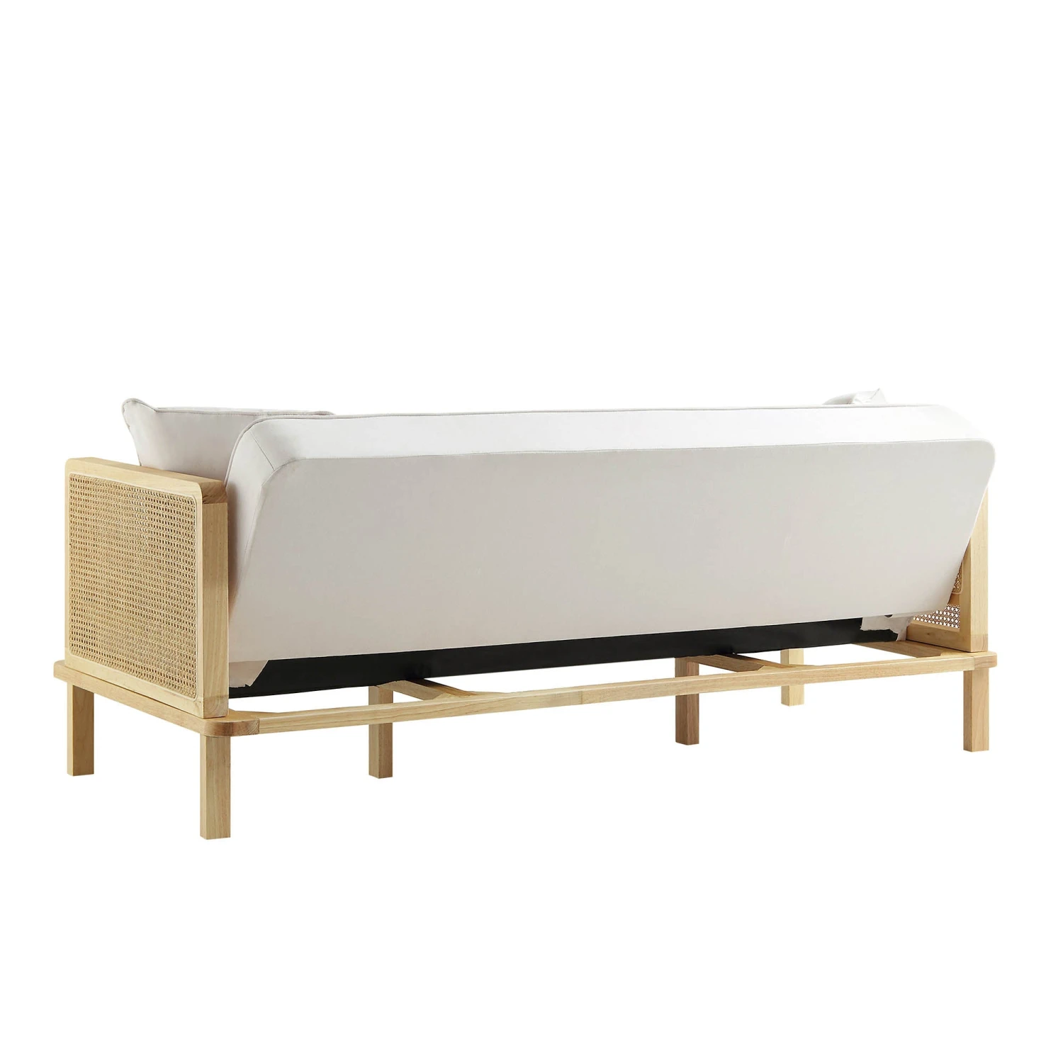 Pienza Cane Sofa Bed, Beige Woven Fabric With Natural Frame 13 Pienza Cane Sofa Bed, Beige Woven Fabric With Natural Frame - Image 11