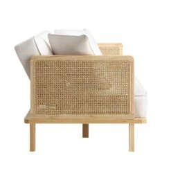 Pienza Cane Sofa Bed, Beige Woven Fabric With Natural Frame 30 Pienza Cane Sofa Bed, Beige Woven Fabric With Natural Frame -Entreprise Cc Shop LWSF 760 BEIGEFAB NAT WB7