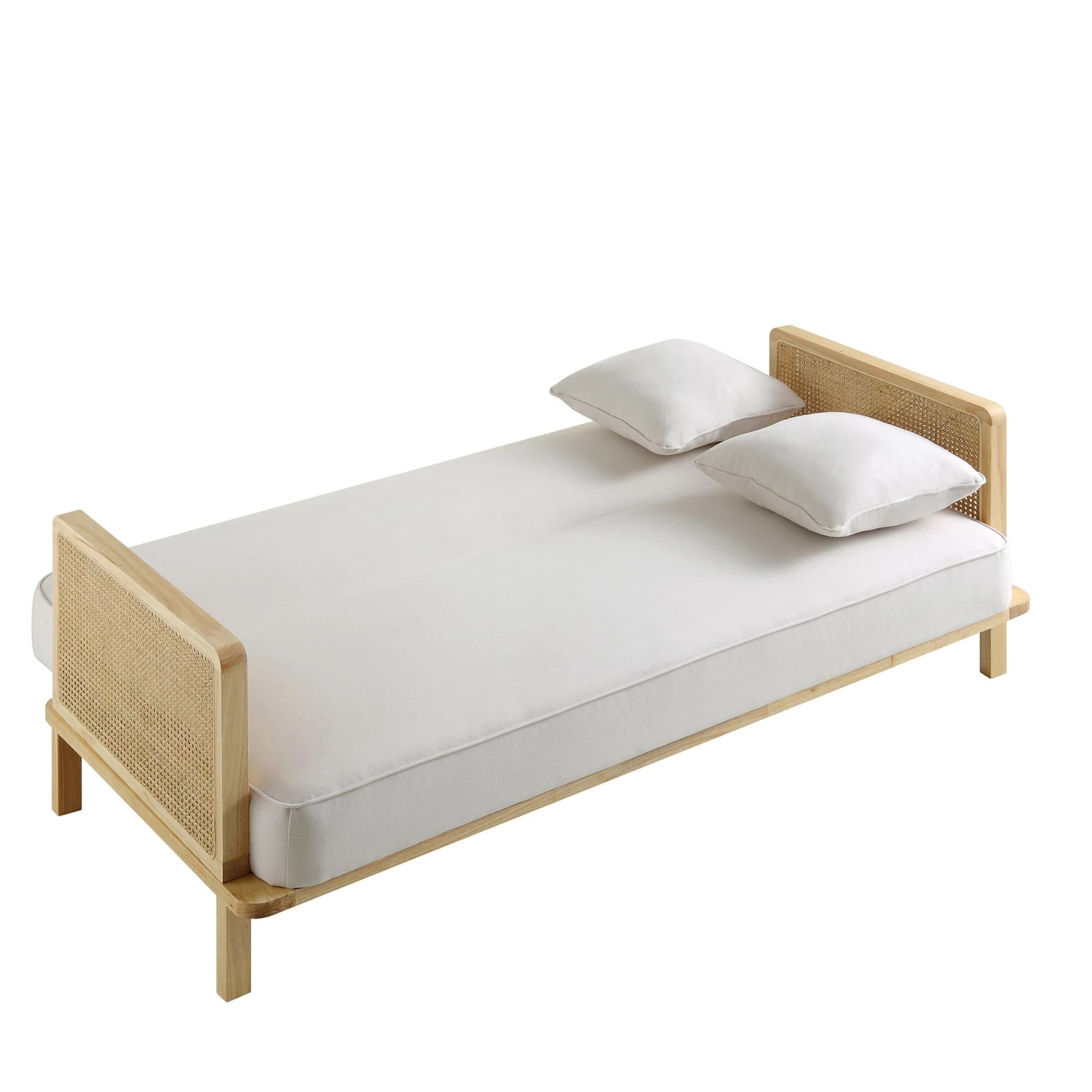 Pienza Cane Sofa Bed, Beige Woven Fabric With Natural Frame 19 Pienza Cane Sofa Bed, Beige Woven Fabric With Natural Frame - Image 17