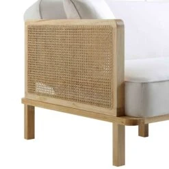 Pienza Cane Sofa Bed, Beige Woven Fabric With Natural Frame 31 Pienza Cane Sofa Bed, Beige Woven Fabric With Natural Frame -Entreprise Cc Shop LWSF 760 BEIGEFAB NAT detail1