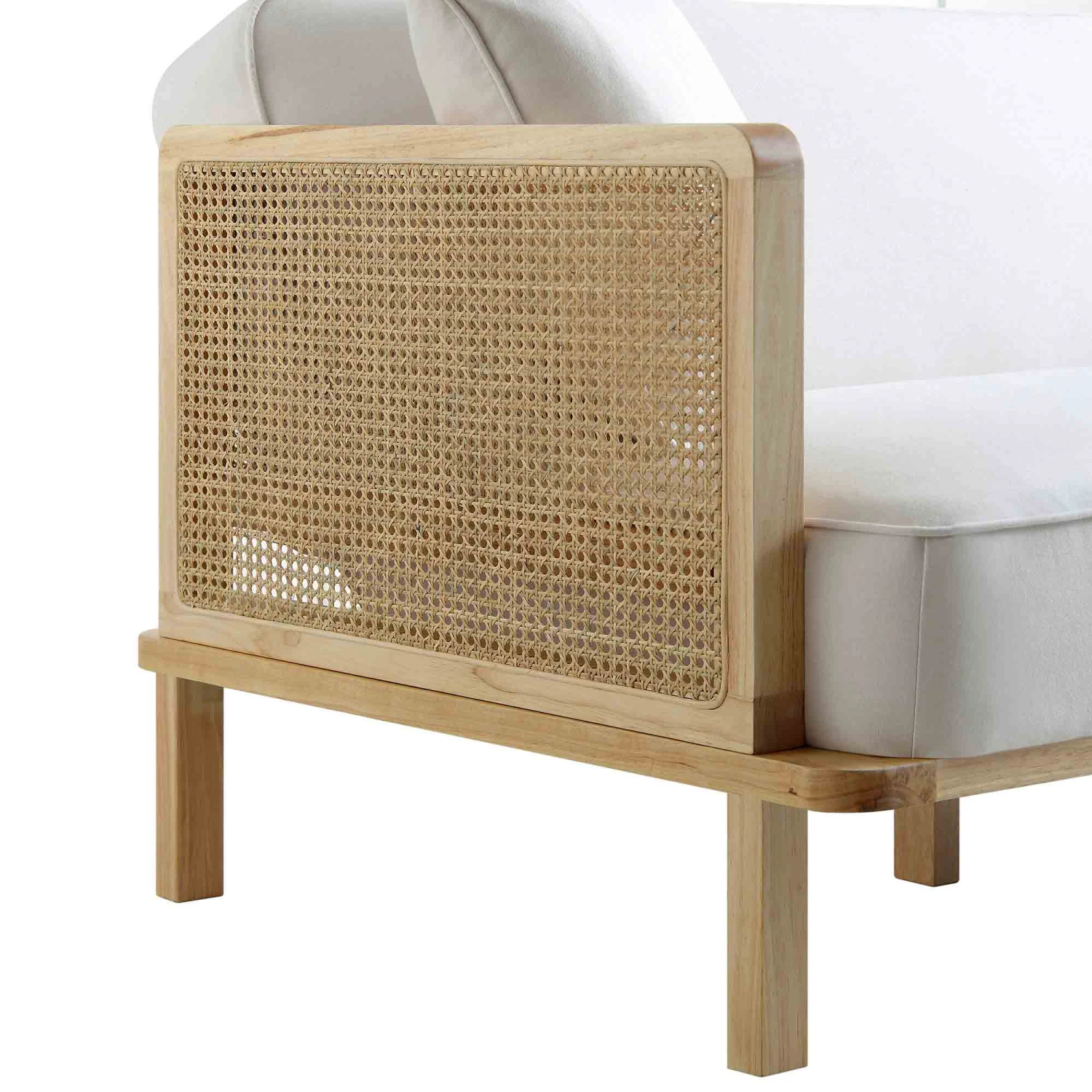 Pienza Cane Sofa Bed, Beige Woven Fabric With Natural Frame 15 Pienza Cane Sofa Bed, Beige Woven Fabric With Natural Frame - Image 13