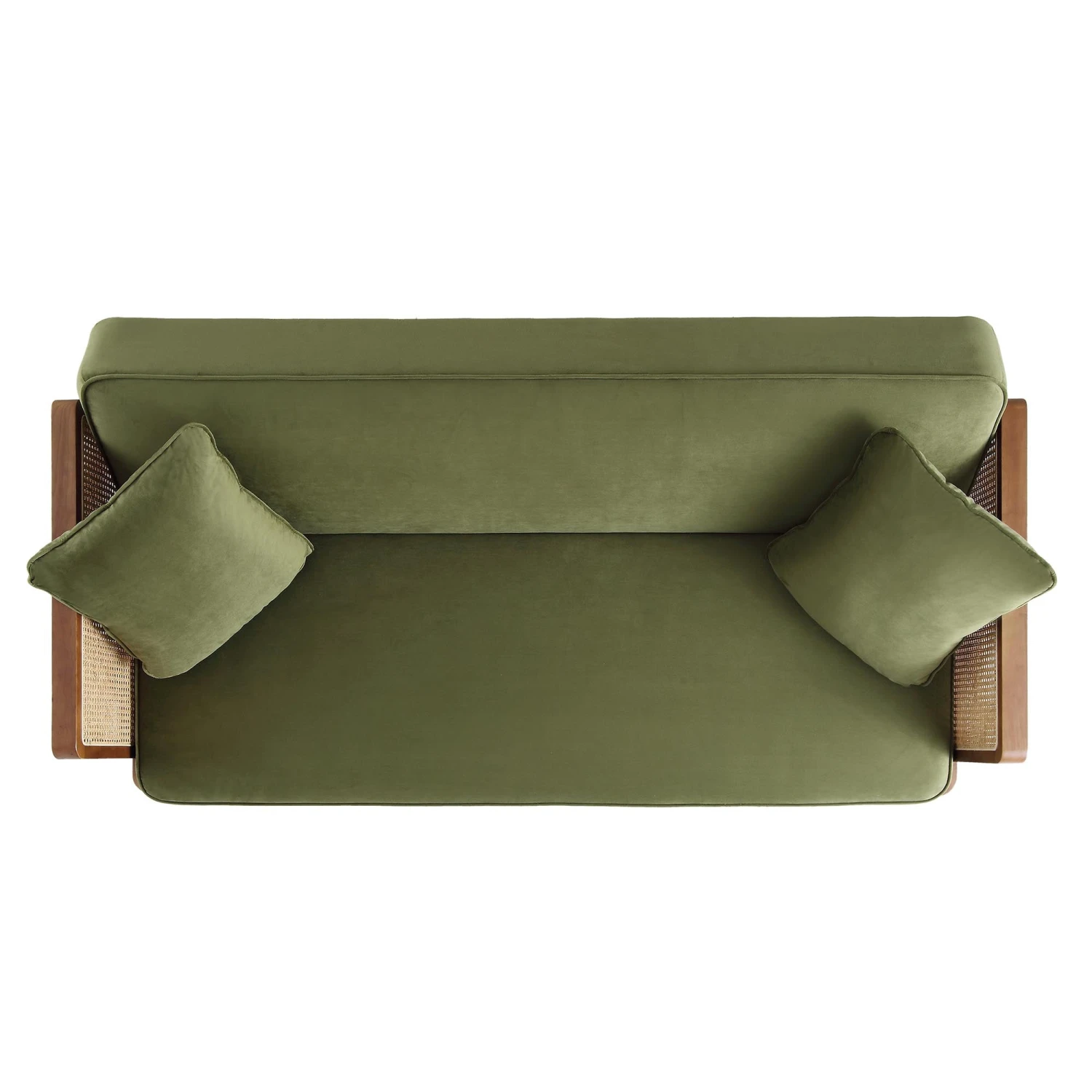 Pienza Cane Sofa Bed, Moss Green Velvet With Walnut Frame 9 Pienza Cane Sofa Bed, Moss Green Velvet With Walnut Frame - Image 7