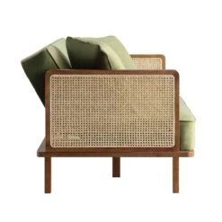 Pienza Cane Sofa Bed, Moss Green Velvet With Walnut Frame 29 Pienza Cane Sofa Bed, Moss Green Velvet With Walnut Frame -Entreprise Cc Shop LWSF 760 GREENVEL WALN WB7