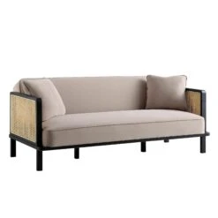 Pienza Cane Sofa Bed, Taupe Velvet With Black Frame 20 Pienza Cane Sofa Bed, Taupe Velvet With Black Frame -Entreprise Cc Shop LWSF 760 TAUPEVEL BLACK WB1