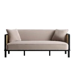 Pienza Cane Sofa Bed, Taupe Velvet With Black Frame 22 Pienza Cane Sofa Bed, Taupe Velvet With Black Frame -Entreprise Cc Shop LWSF 760 TAUPEVEL BLACK WB2