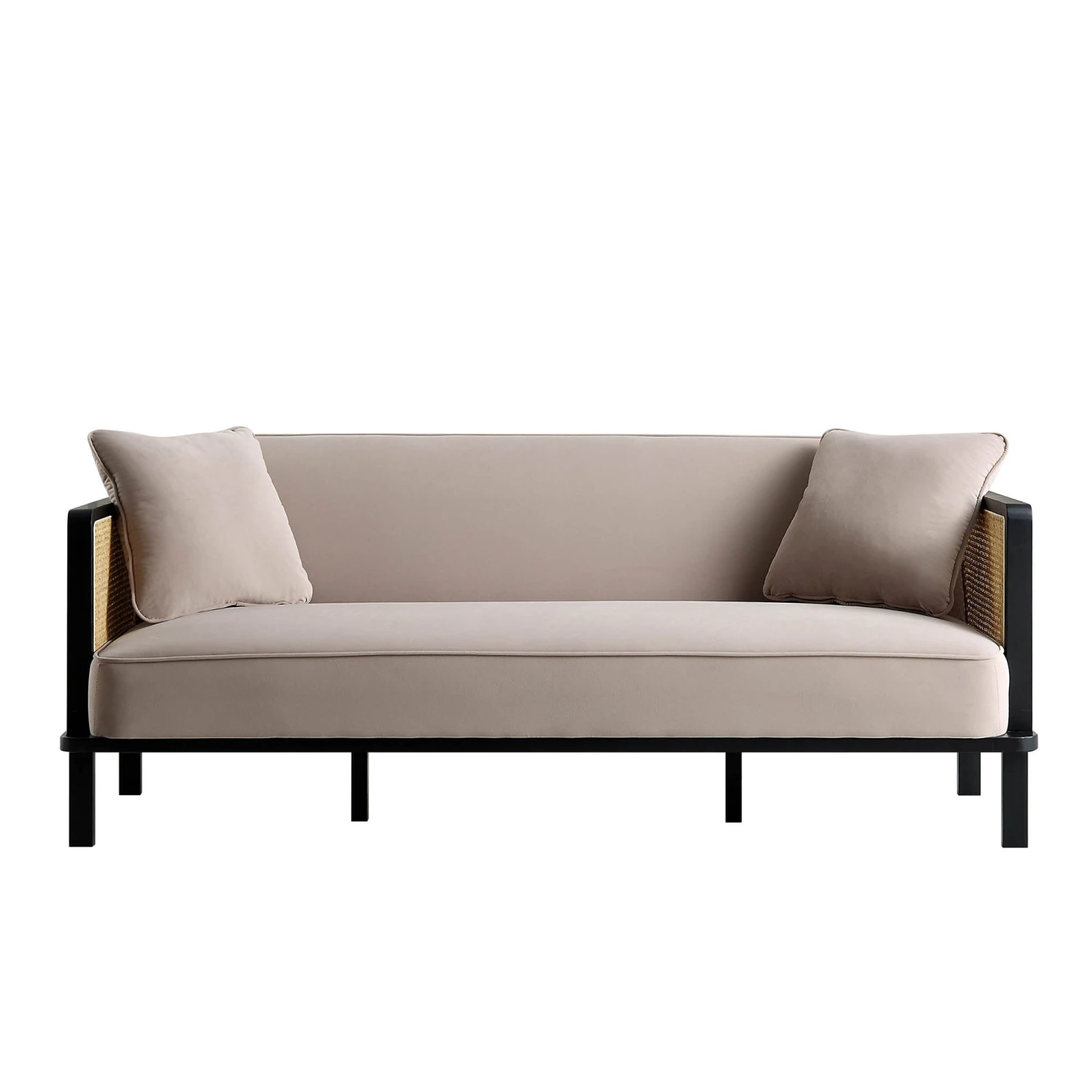Pienza Cane Sofa Bed, Taupe Velvet With Black Frame 7 Pienza Cane Sofa Bed, Taupe Velvet With Black Frame - Image 6
