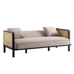Pienza Cane Sofa Bed, Taupe Velvet With Black Frame 24 Pienza Cane Sofa Bed, Taupe Velvet With Black Frame -Entreprise Cc Shop LWSF 760 TAUPEVEL BLACK WB3