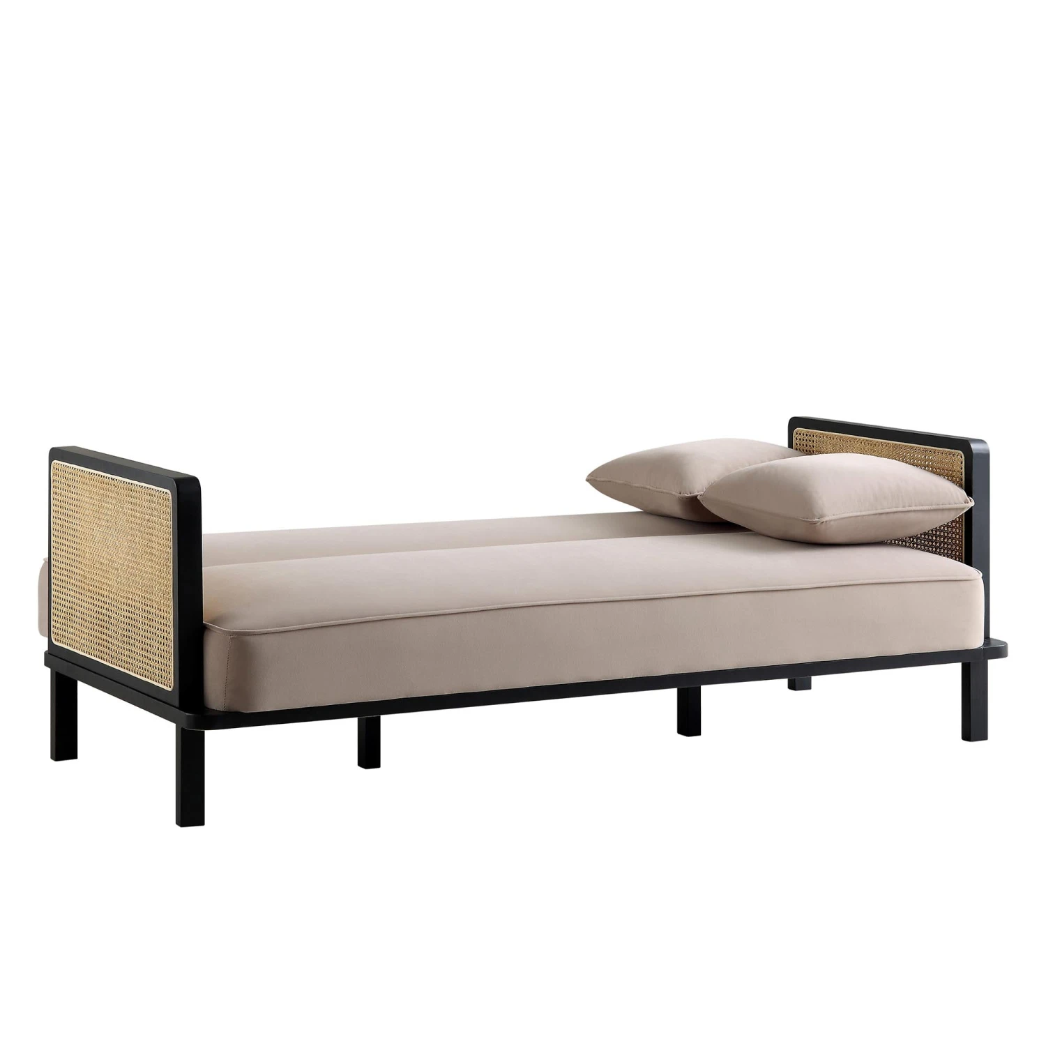 Pienza Cane Sofa Bed, Taupe Velvet With Black Frame 10 Pienza Cane Sofa Bed, Taupe Velvet With Black Frame - Image 9