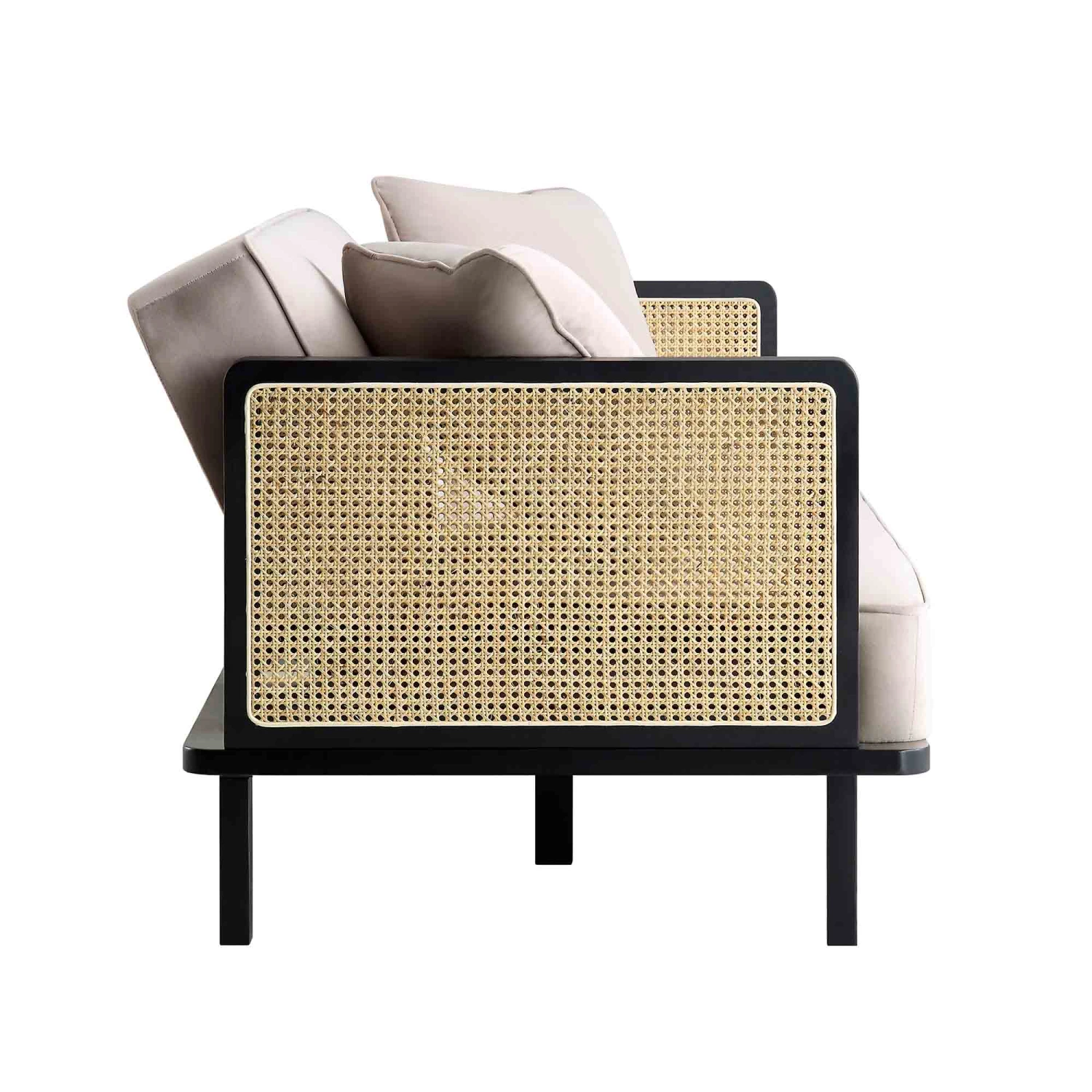 Pienza Cane Sofa Bed, Taupe Velvet With Black Frame 12 Pienza Cane Sofa Bed, Taupe Velvet With Black Frame - Image 11