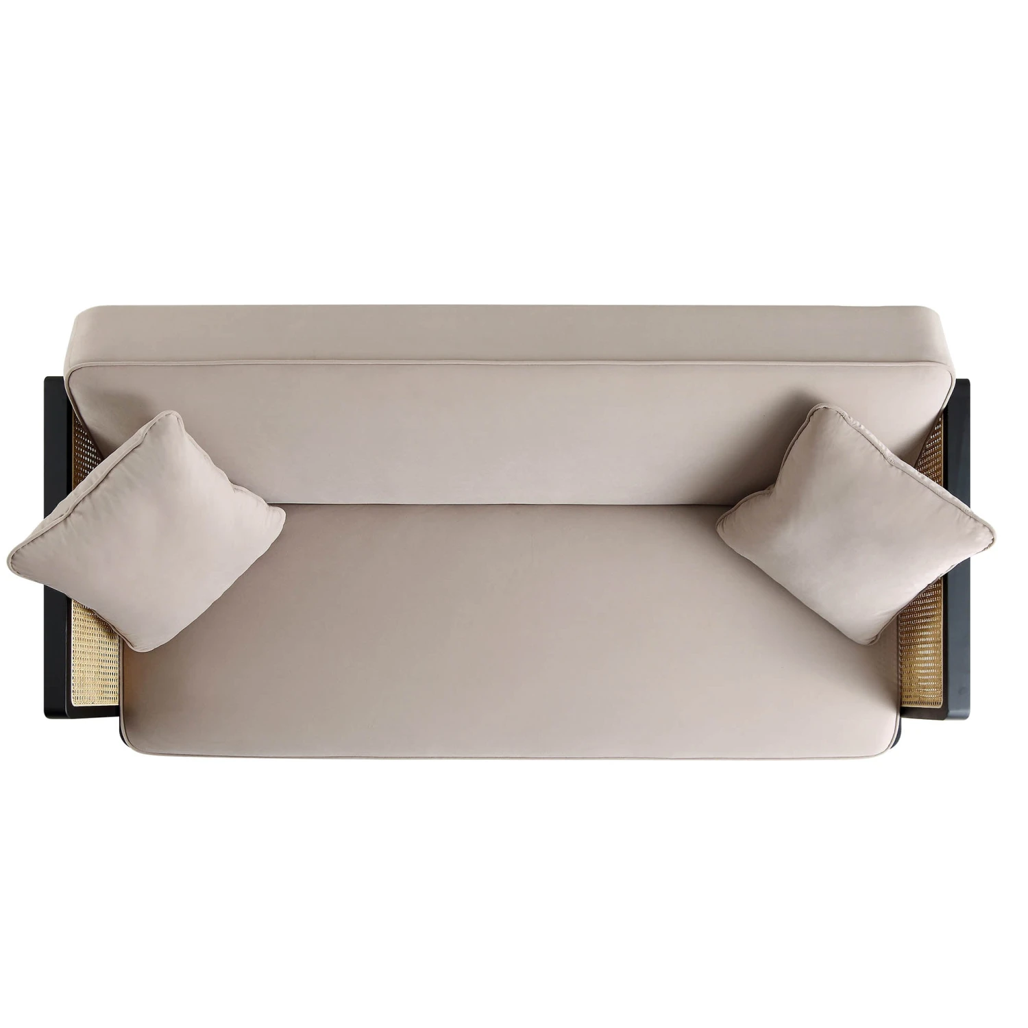 Pienza Cane Sofa Bed, Taupe Velvet With Black Frame 8 Pienza Cane Sofa Bed, Taupe Velvet With Black Frame - Image 7