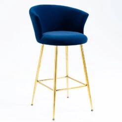 Kylie Set Of 2 Blue Velvet Bar Stools -Entreprise Cc Shop MB222BLUEVEL P 2