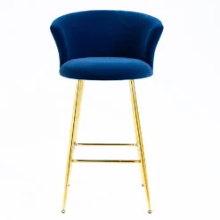 Kylie Set Of 2 Blue Velvet Bar Stools -Entreprise Cc Shop MB222BLUEVEL P 3