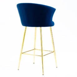 Kylie Set Of 2 Blue Velvet Bar Stools -Entreprise Cc Shop MB222BLUEVEL P 5