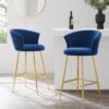 Kylie Set Of 2 Blue Velvet Bar Stools -Entreprise Cc Shop MB222BLUEVEL P main