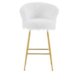 Kylie Set Of 2 White Plush Shaggy Faux Fur Bar Stools 14 Kylie Set Of 2 White Plush Shaggy Faux Fur Bar Stools -Entreprise Cc Shop MB222WHITEPLUSH P WB3