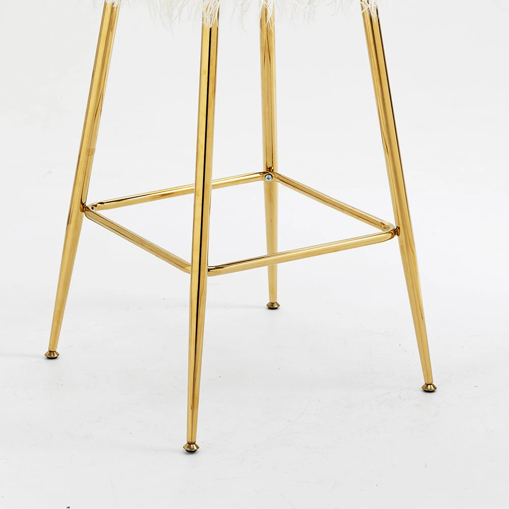 Kylie Set Of 2 White Plush Shaggy Faux Fur Bar Stools 11 Kylie Set Of 2 White Plush Shaggy Faux Fur Bar Stools - Image 9