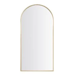 Dina Freestanding Arched Full Length Metal Frame Mirror 160 X 76 Cm, Gold Effect -Entreprise Cc Shop MIRR 049 GOLD WB2