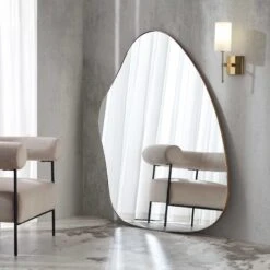Pavia Irregular Shaped Extra Large Full Length Mirror 160 X 115 Cm, Antique Gold