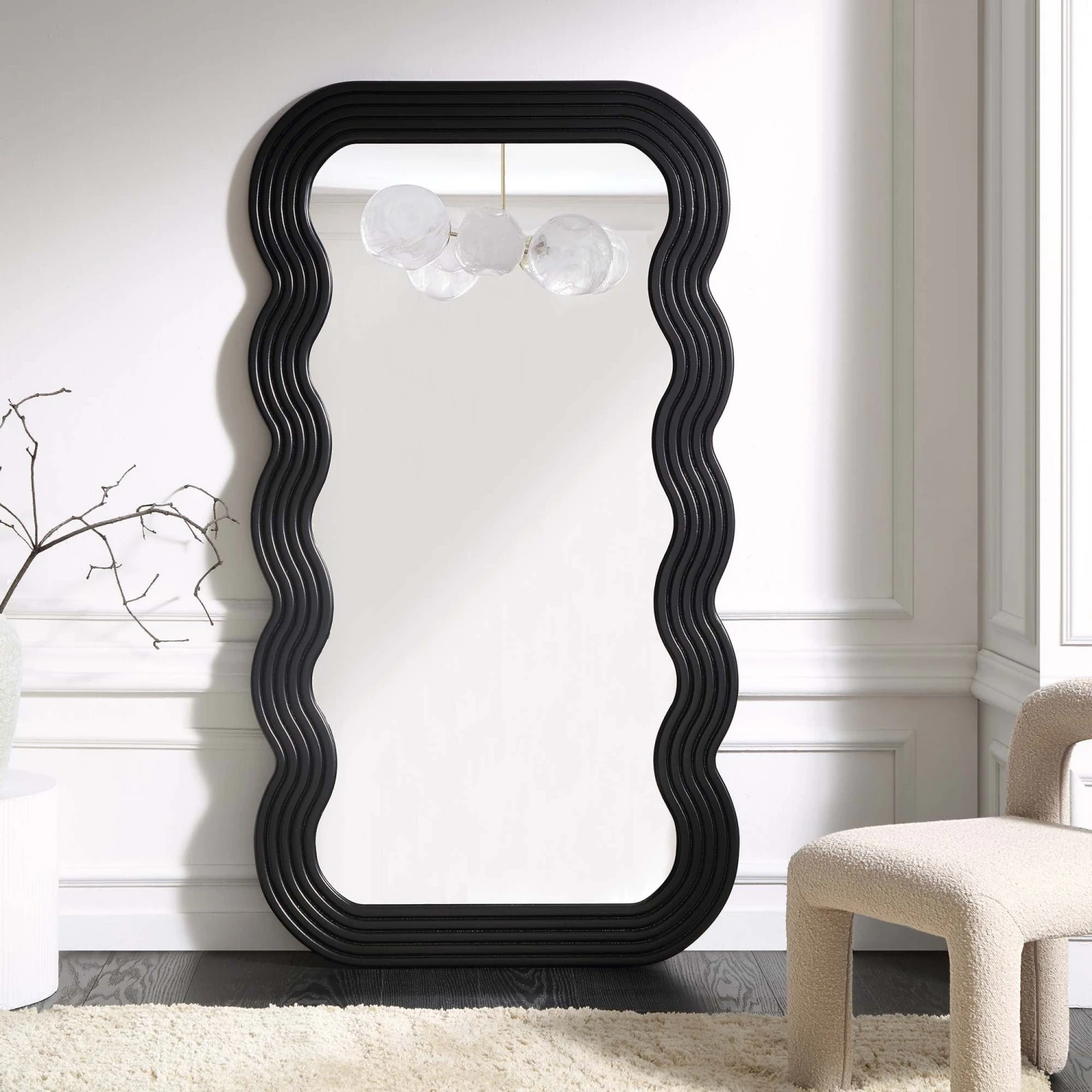Venus Full Length Wave Mirror 180 X 100 Cm, Black 4 Venus Full Length Wave Mirror 180 X 100 Cm, Black - Image 2