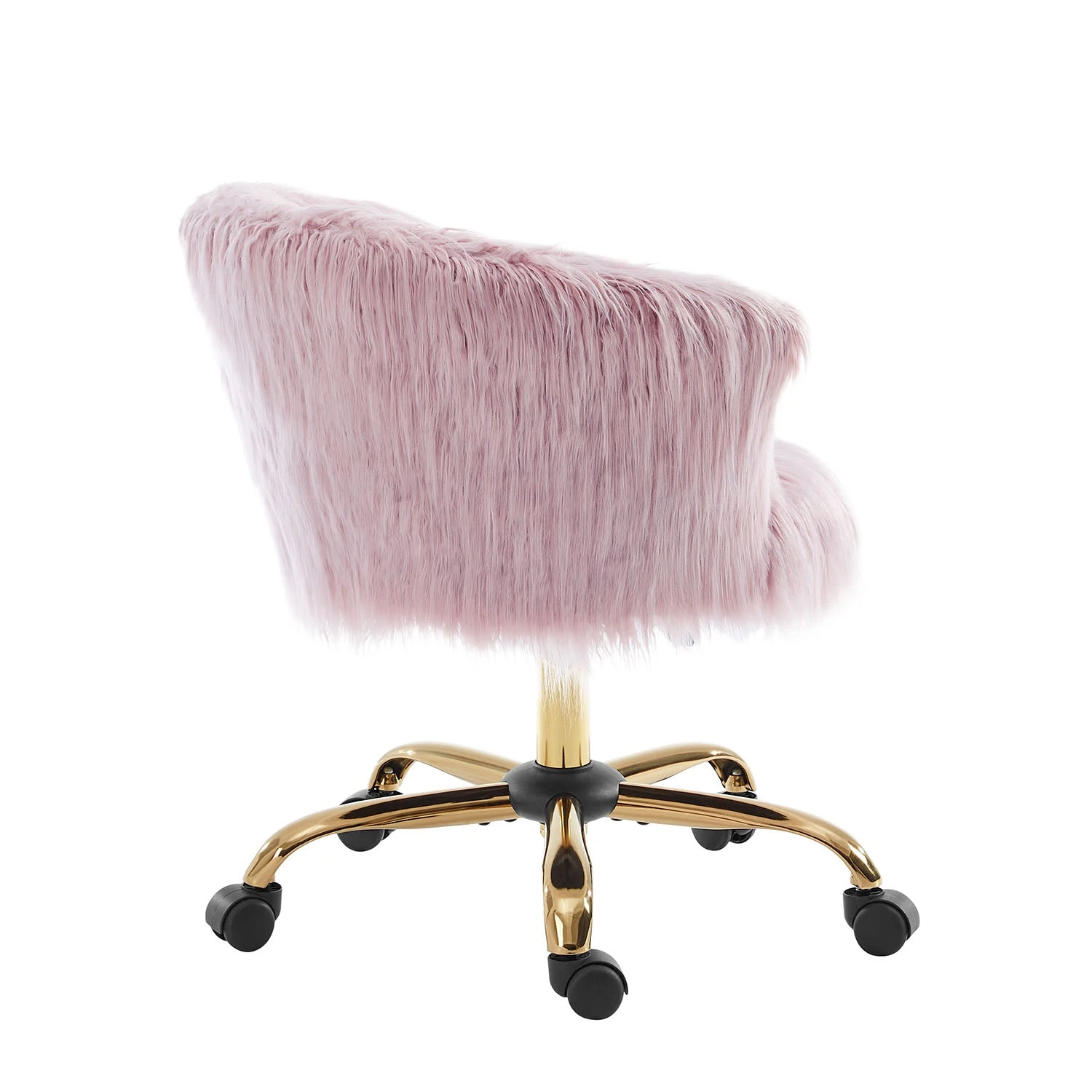 Kylie Plush Shaggy Faux Fur Swivel Chair, Pink 6 Kylie Plush Shaggy Faux Fur Swivel Chair, Pink - Image 4