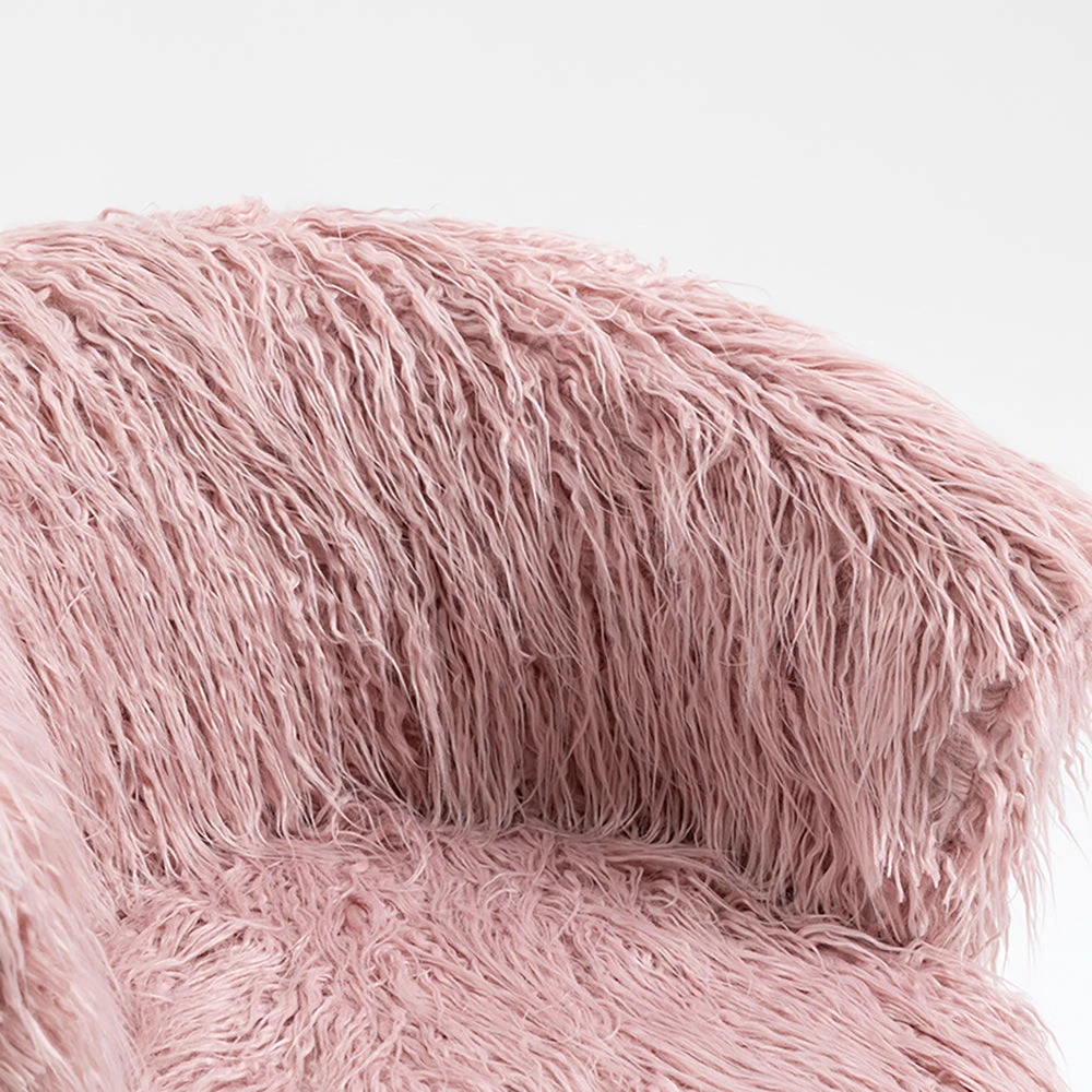 Kylie Plush Shaggy Faux Fur Swivel Chair, Pink 8 Kylie Plush Shaggy Faux Fur Swivel Chair, Pink - Image 6