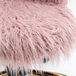 Kylie Plush Shaggy Faux Fur Swivel Chair, Pink 18 Kylie Plush Shaggy Faux Fur Swivel Chair, Pink -Entreprise Cc Shop MO103PINKPLUSH detail3