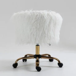 Kylie Plush Shaggy Faux Fur Swivel Chair, White 16 Kylie Plush Shaggy Faux Fur Swivel Chair, White -Entreprise Cc Shop MO103WHITEPLUSH 5